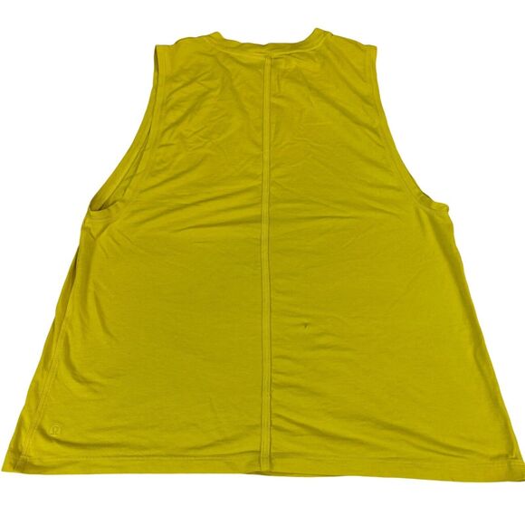 Lululemon Tank Womens 6 Lime Green Pima Cotton Gym Training Workout Crew Neck - Picture 4 of 11